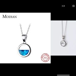 Sterling silver ocean like pendant necklace